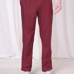 Urban Scottish Maroon Cotton Regular Fit Printed Pyjamas-image-0