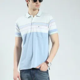 Monte Carlo Blue Regular Fit Striped T-Shirt image 5