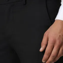 Van Heusen Black Cotton Slim Fit Trousers image 4