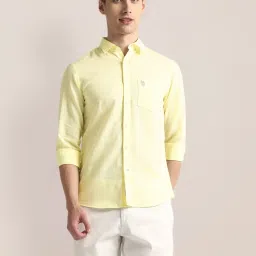 U.S. Polo Assn. Yellow Cotton Regular Fit Shirt image 4