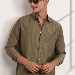Thomas Scott Green Slim Fit Striped Shirt image 4