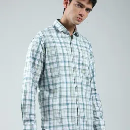 Monte Carlo Green Cotton Regular Fit Checks Shirt image 4