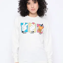Wear Your Mind Women Mickey Mouse Family Character Printed Sweatshirt-image-58