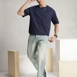 WROGN Men Loose Fit Low Distress Heavy Fade Pure Cotton Jeans image 2