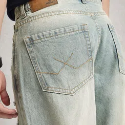 WROGN Men Loose Fit Low Distress Heavy Fade Pure Cotton Jeans image 5