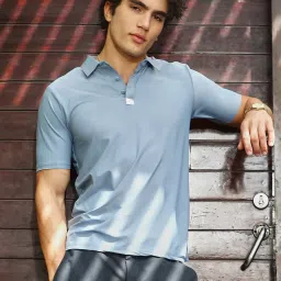 Campus Sutra Blue Regular Fit Polo T-Shirt image 4