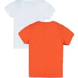 Plum Tree Boys Orange & White Printed T-Shirt (Pack Of 2) image 2