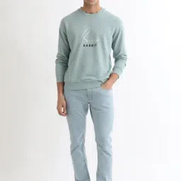 Rare Rabbit Blue Relaxed Fit Graphic Sweatshirt image 4