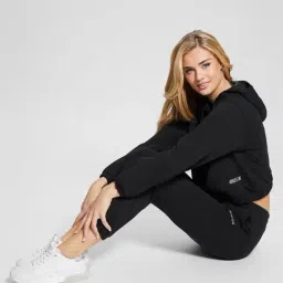 Guess Black Cotton Solid Full Sleeves Sweatshirt image 5