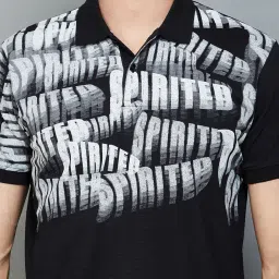 Forca by Lifestyle Black Regular Fit Printed Polo T-Shirt image 4