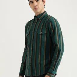 United Colors of Benetton Regular Fit Button Down Striped Double Pocket Flannel Shirt image 3