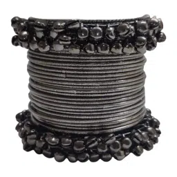 OOMPH Black Oxidised Ghungroo & Shimmer Round Bangle image 5
