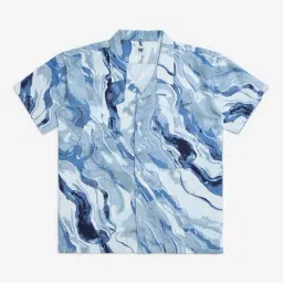 Y&F Kids by Westside Blue Marble Printed Resort-Fit Shirt-picture-34