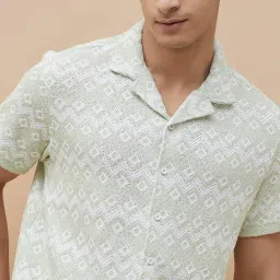 Fame Forever By Lifestyle White Regular Fit Self Pattern Shirt image 4