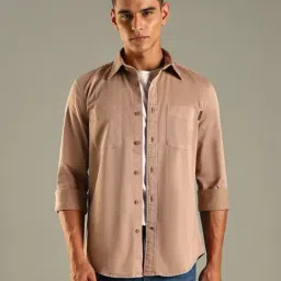 Tommy Hilfiger Beige Cotton Regular Fit Shirt-picture-44