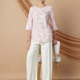 Melange By Lifestyle Pink Regular Fit Printed Tunic image 4