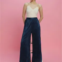 Forever 21 Navy Regular Fit Mid Rise Pants image 4