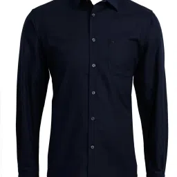 Basics Navy Cotton Slim Fit Shirt image 4