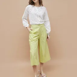 Colour Me By Melange White Cotton Regular Fit Embroidered Top image 4