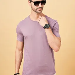 Byford by Pantaloons Mauve Cotton Regular Fit T-Shirt image 4