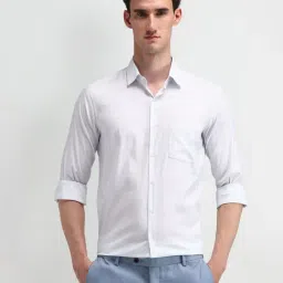 Arrow White Cotton Slim Fit Striped Shirt-picture-32