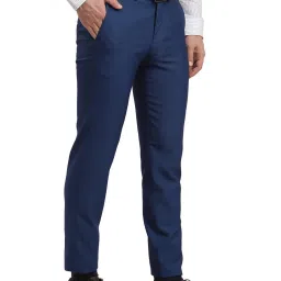 Turtle Blue Ultra Slim Fit Dobby Trousers image 4