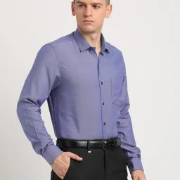 Turtle Blue Cotton Slim Fit Dobby Shirt image 4