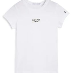 Calvin Klein Jeans Kids White Logo Print T-Shirt-picture-45