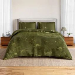 Spaces Cotton Green Abstract 132 TC Double Size Bedsheet with 2 Pillow Covers-picture-22