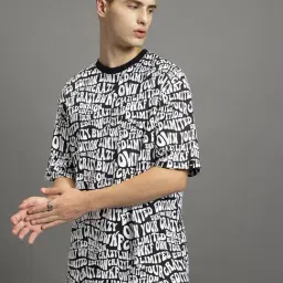 Bewakoof Black Cotton Loose Fit Printed T-Shirt-picture-14