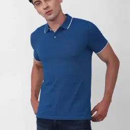 Peter England Casuals Blue Slim Fit Polo T-Shirt-picture-13