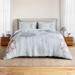 Spaces Cotton Grey Geometric 132 TC Double Size Bedsheet with 2 Pillow Covers-picture-48