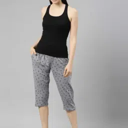 Kryptic Navy & Grey Elasticated Waist Band Relaxed Fit Printed Cotton Capris - Pack of 2 image 4