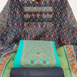 TAVAS Ethnic Motifs Embroidered Chanderi Sequinned Unstitched Dress Material-picture-31