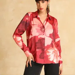 Kazo Red Printed Casual Shirt-image-34