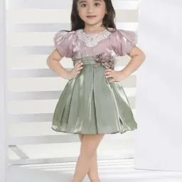 Peppermint Kids Olive Green Polyester Flared Fit 1 Dress image 2