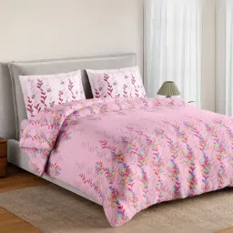 Spaces Cotton Violet Floral 144 TC Double Size Bedsheet with 2 Pillow Covers image 2