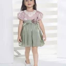 Peppermint Kids Olive Green Polyester Flared Fit 1 Dress-image-82