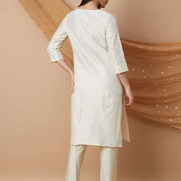 Melange By Lifestyle Beige Regular Fit Embroidered Kurta image 2