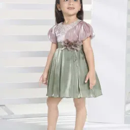 Peppermint Kids Olive Green Polyester Flared Fit 1 Dress image 5