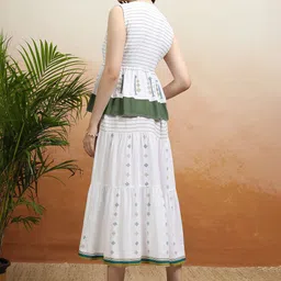 Vishudh Women Ethnic Motifs Printed Fit & Flare Midi Ethnic Dresses With Jacket image 5