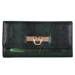 Lino Perros Green Textured Small Tri-Fold Wallet for Women-picture-18