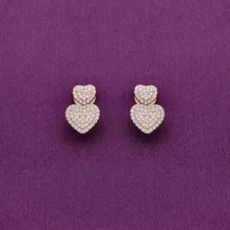 Kai Jewel Sterling Silver Pave Dual Hearts Zircon Drop Rose Gold Earrings for Women-image-30