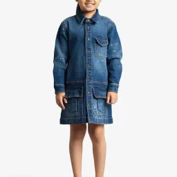 Ed-a-Mamma Blue Denim Regular Washed Casual Dress-picture-18
