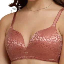 Amante Red Self Pattern Bra image 4