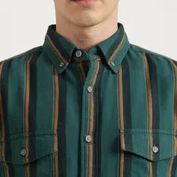 United Colors of Benetton Regular Fit Button Down Striped Double Pocket Flannel Shirt image 5
