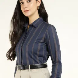 Hancock Navy Regular Fit Striped Shirt image 3