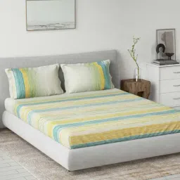 Ddecor Live beautiful Primary Green 144 TC Cotton Queen Bedsheet with 2 Pillow Covers-image-74