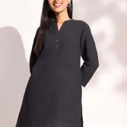 Fabindia Black Cotton Straight Short Kurti-image-54