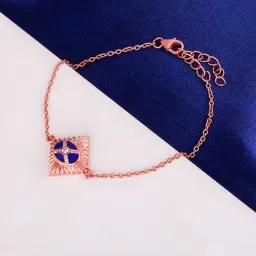 GIVA 92.5 Sterling Silver Rose Gold Royal Badge Adjustable Bracelet-picture-41